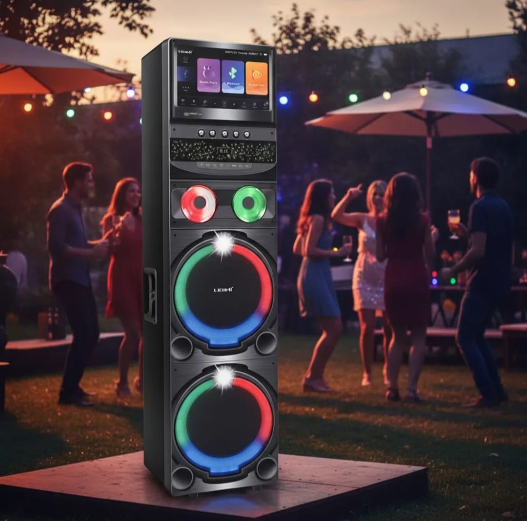 Parlante Karaoke con Luces LED — Doble Woofer 12"