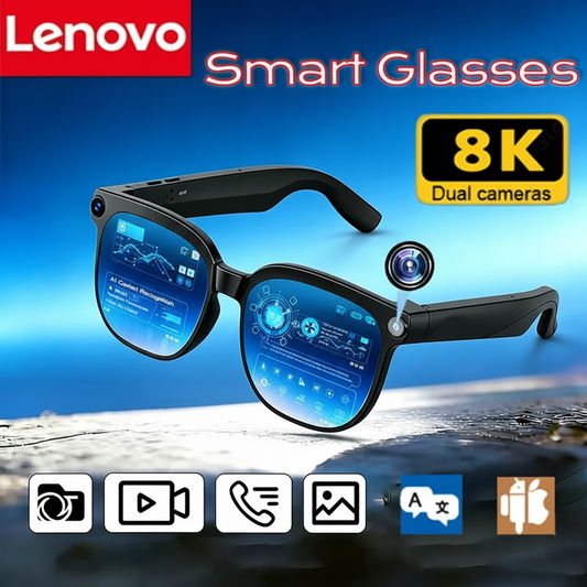 Lentes Inteligentes Lenovo AI — Cámara 8K, Bluetooth y Asistente de Voz